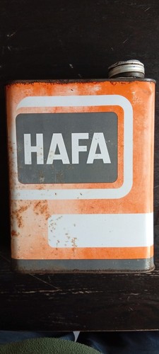 Ancien bidon huile hafa - huile, orange