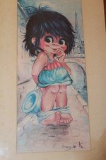 TABLEAU AQUARELLE SIGNE MAGDA K  UN POULBOT