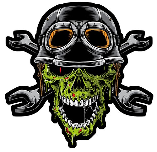 Squelette tete mort vert - de,