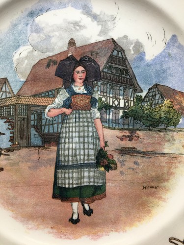 Ancien plat rond obernai - ancien,