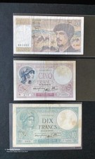 Lot : 3 Billets De Banque 20fr Debussy & 10fr Minerve & 5fr Femme Casquée 