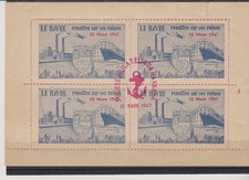 BLOC DE TIMBRES SOUVENIR PHILATELIQUE LE HAVRE 1947