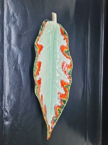 Grand plat feuille céramique - grand,