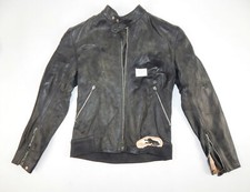 Vintage Moto Noir Cuir Equitation Veste Gaman Rho Taille 44 Italie Vespa Mv
