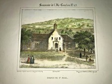 REUNION ISLAND CHURCH SAINT PAUL 1847 ROUSSIN LARGE NICE ANTIQUE VIEW 