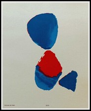 Nicolas de STAEL : Tâche rouge et bleu, lithographie pochoir 1952