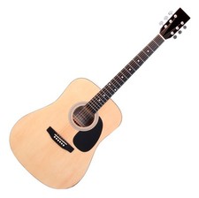 Guitare Acoustique Folk Western Blues Dreadnought 20 Frettes 6 Cordes Ecru