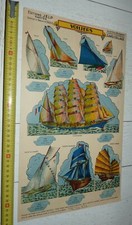 RARE CARTONNAGE DECOUPAGE JELP NANTES 1950 VOILIERS YACHT 4-MATS GOËLETTE JONQUE