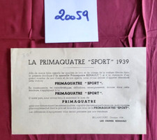 N° 20059  /  RENAULT PRIMAQUATRE SPORT 1939 / prospectus tarif 85 du 12/10/1938