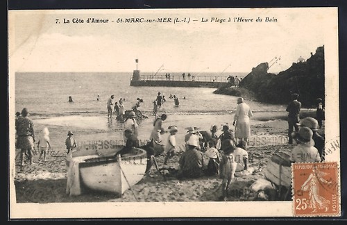 Cpa marc sur mer la - st-marc-sur-mer,, plage