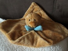 DP1 ??? doudou plat marron ours echarpe Bleue Heytens tbe 30 cm ttbe
