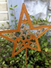 Bouchon de pot étoile Jak, paillettes dorées rouille figurine de l'Avent déco...