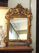 🟢 ANCIEN MIROIR FRONTON BOIS 17EME ANTIQUE MIRROR 17th FRAME CARVING WOODEN
