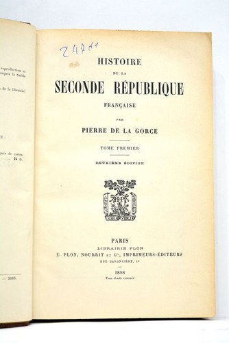 Livre ancien gorce - de, la