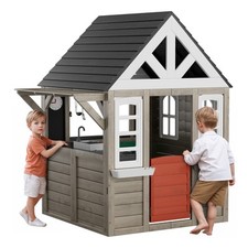 VEVOR Maisonnette Enfants Cabane de Jardin pour Enfants avec Porte Fenêtre Évier