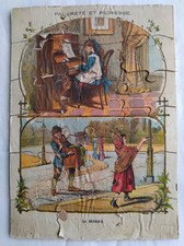 JOUET ANCIEN PUZZLE LITHOGRAPHIE EMRIK BINGER XIXe PAUVRETE RICHESSE MUSIQUE