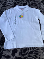 POLO Garçon manches longues blanc DU PAREIL AU MEME  8 ans - NEUF