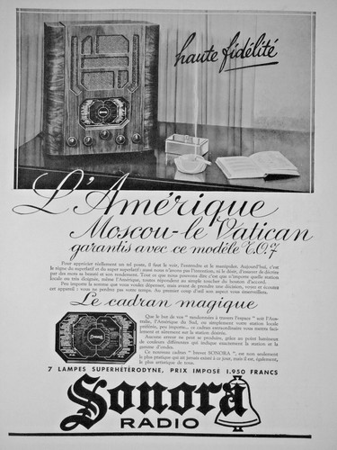 Publicité presse 1935 sonora - publicitÉ,