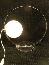 ANCIENNE LAMPE BUREAU ARC INOX CHROME BOULE GLOBE OPALINE LAMP DESIGN VINTAGE
