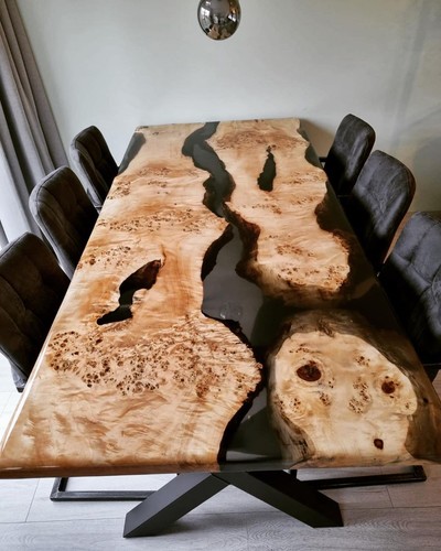 Black epoxy wood table - epoxy,