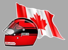 G. VILLENEUVE helmet left Flag Sticker vinyle laminé gauche