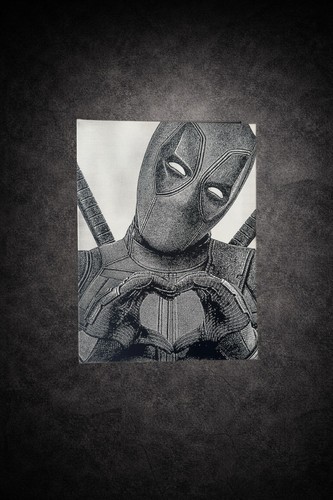 Tableau deadpool noir blanc - noir, et