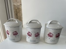 3 Pots À Épices Style Digoin Fleur Rouge Bleu  Comptoir de famille Cuisine Déco