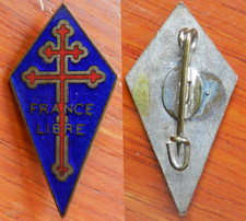 PERCHOIR FRANCE LIBRE, ÉMAIL À IDENTIFIER 33x17mm WW2