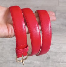 Fine ceinture vintage en cuir rouge vintage femme 100 cm
