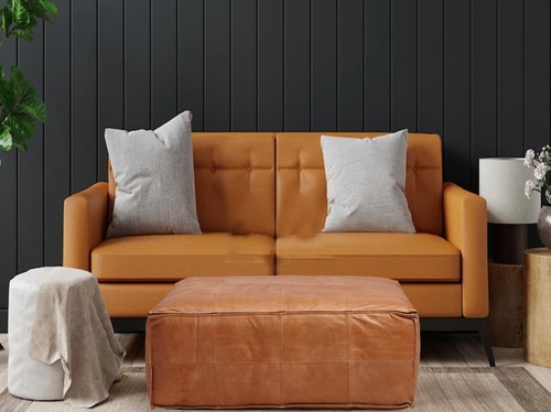 Pouf marron large - pouf,