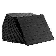 VEVOR Carreaux de Garage Imbriqués PP Dalles de Sol Garages 50PCS 305x305mm Noir