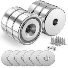 Poppstar 6 aimants en néodyme avec trou et capsule, force d'adhérence 22kg, 25x7