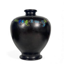 Vase bronze émaillé emaux