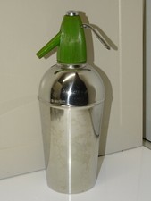 -ANCIEN SIPHON pour EAU DE SELTZ Chromé et tête plastique rouge COLLECTION 60/70