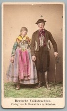CDV 1870 Couple Bavarois Costume Traditionnel Photo Colorisé Koestler Munich DE