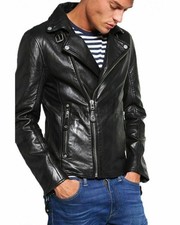 Blouson en cuir noir motard