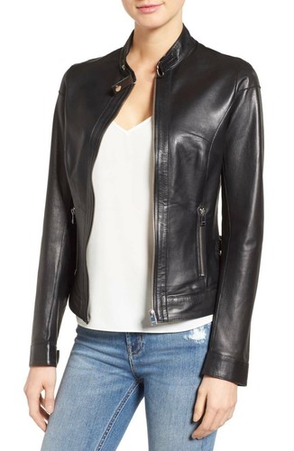 Blouson cuir femme motard peau