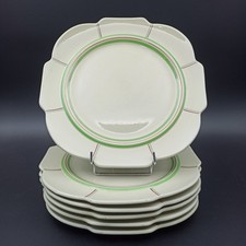 GIEN - 6 ASSIETTES PLATES CARRÉS EN FAÏENCE Modèle CLARICE CLIFF Art Déco 