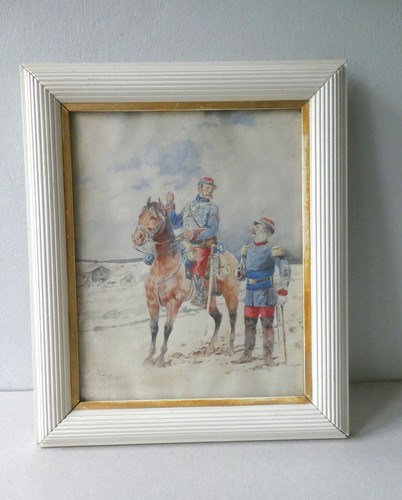 Tableau militaire aquarelle - militaire,,