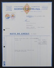 Facture 1954 LA WALCK GEOGES LEMAITRE  CHAUSSURES LE GRIFFON    illustrée 94