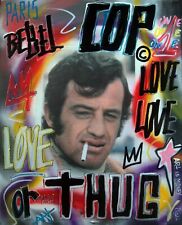 SPACO signed BELMONDO cop TABLEAU pop SREET ART graffiti french paint canvas