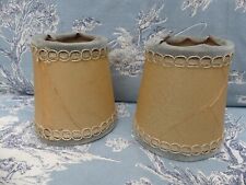 Paire d'abat jour vintage vessie de porc velour système à pince 10,5cm haut 10cm