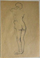 DESSINS CRAYON . étude nu féminin. Ca 1920. Dse27