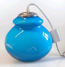 Suspension Opaline Bleu Vintage Années 60/70 