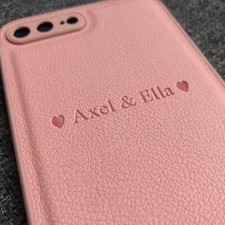 ❤️❤️ Coque iPhone personnalisable prénoms gravée en cuir ❤️❤️