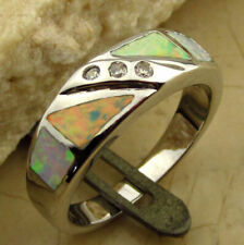  Très Belle Bague en argent, Opale de Feu Blanc 4x5mm 