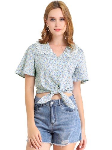 Femmes hauts courts fleuris - hauts,