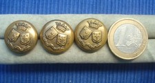 B34 A identifier Lot 3 Bouton Métal Doré Blason Armoirie Chasse Vénerie  Devise