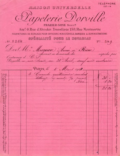 Facture 1904 papeterie - -,