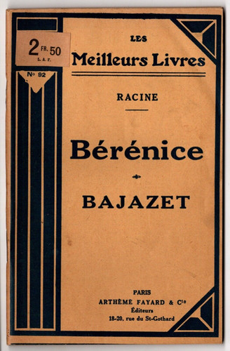 Racine bérénice bajazet - bérénice, /
